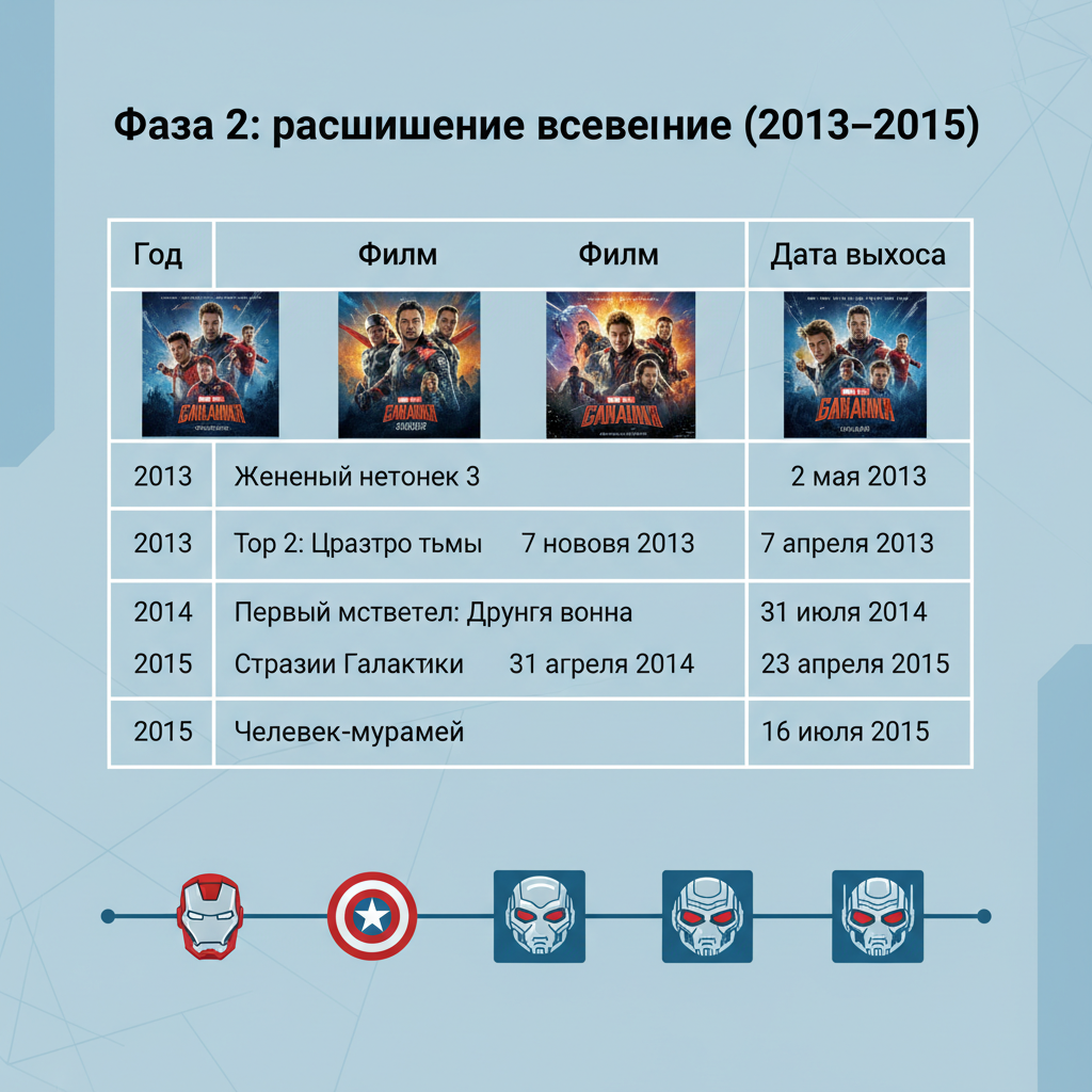 Фаза 2: расширение вселенной (2013–2015) — иллюстрация к статье «фильмы марвел по порядку выхода таблица»