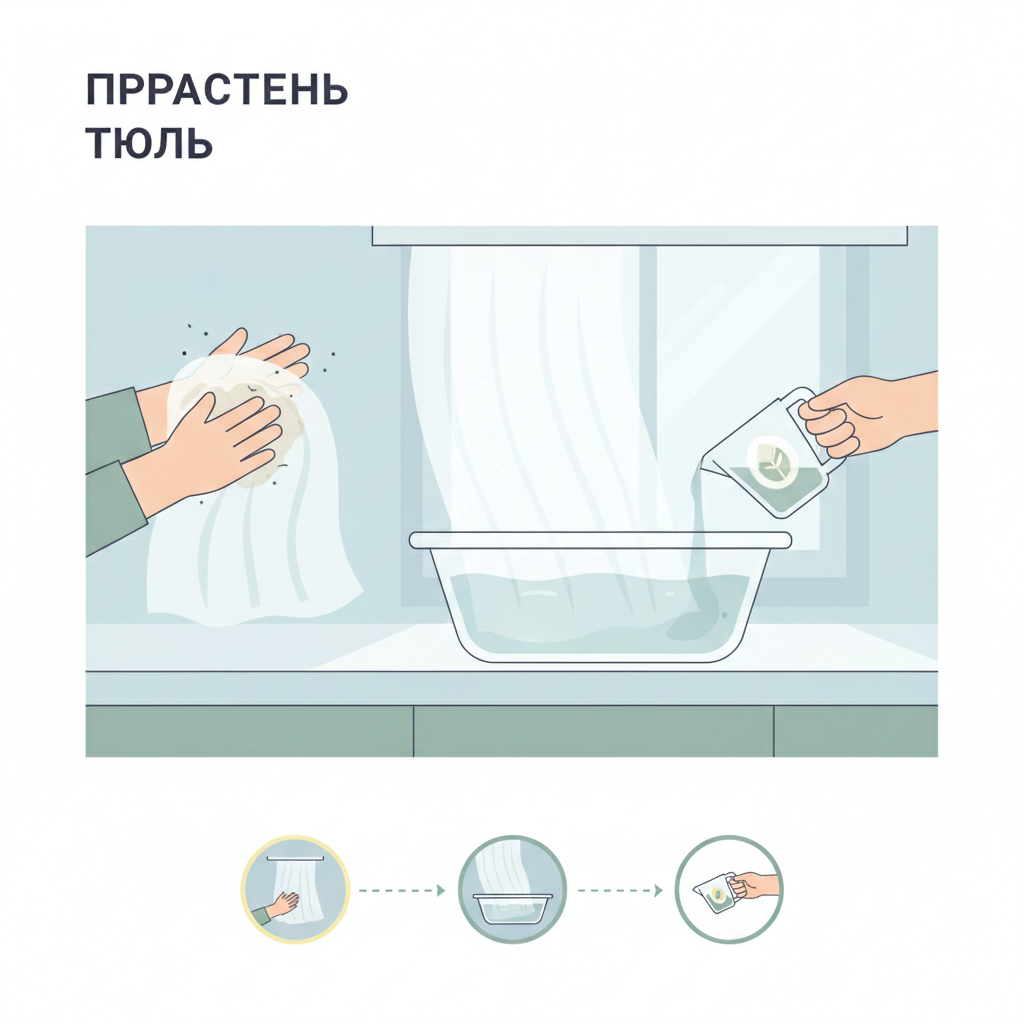 Подготовка тюля к отбеливанию — иллюстрация к статье «как отбелить тюль»